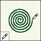 The pencil tool paints hard-edged strokes.