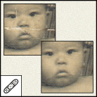 The healing brush tool paints with a sample or pattern to repairs imperfections in a image.