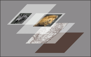 Illustration of how transparent areas on a layer let you see through to the layers below.