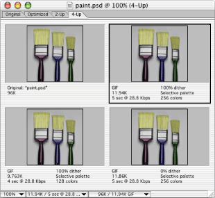 Document window in 4-Up mode