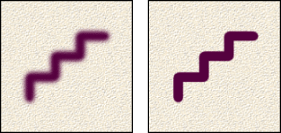 Brush strokes with different hardness values
