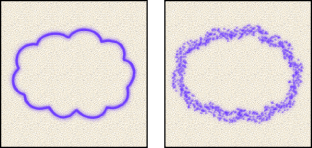 Brush strokes without scattering and with scattering