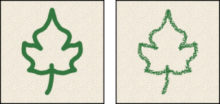 Brush strokes created with a single tip and with dual tips