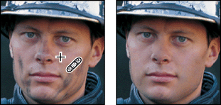 Sampled pixels and healed image