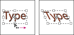 Illustration of skewing type using the bounding box
