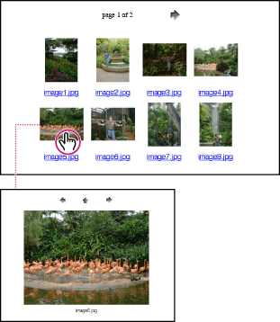 Web photo gallery home page and loaded gallery page